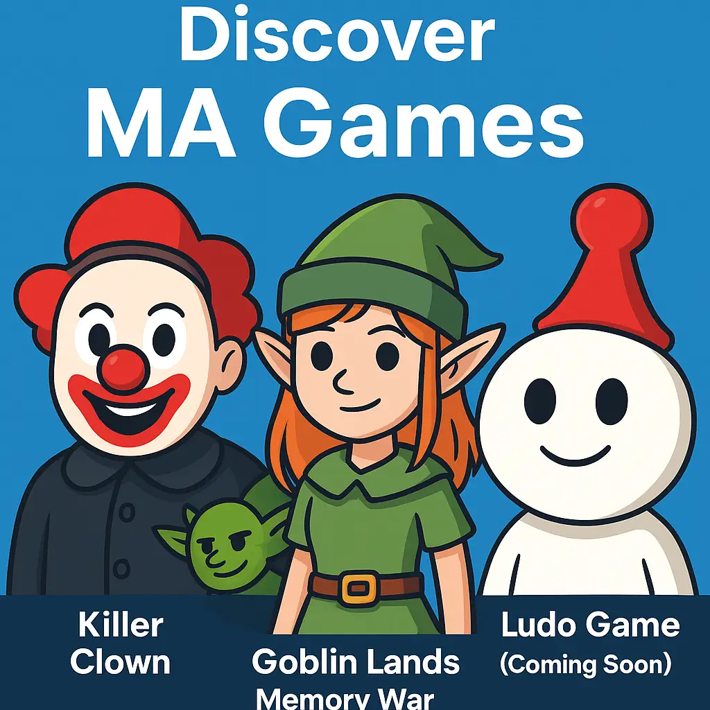 MA Games mobile apps, Goblin Lands Memory War, Killer Clown mobile game, rewarded ads mobile games, Ludo Game,
